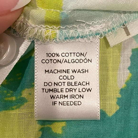 Ann Taylor LOFT Green Yellow Floral Semi Sheer Button Down Shirt XS Oversized - Picture 5 of 5